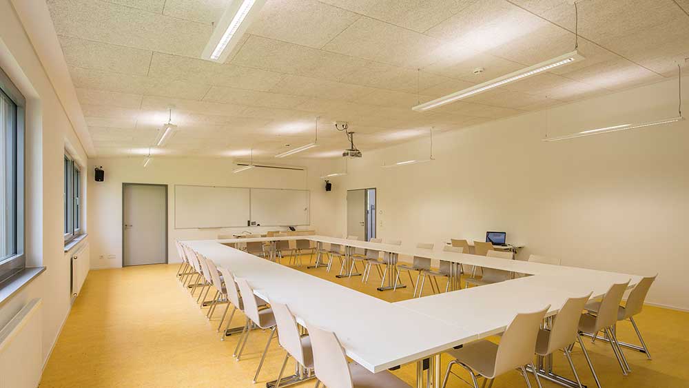 F-Line-3 pendel lampe nedhængt fra loft i klasselokale/mødelokale - Luminex